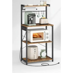 4-Tier Kitchen Bakers Rack with Power Outlet