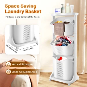 3-Tier Rolling Laundry Storage Cart