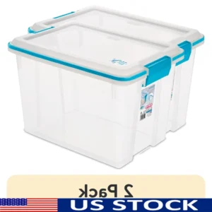 2-Pack 20QT Clear Storage Bins with Gasket Lids – Stackable Weather-Resistant Organizers